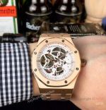Copy Audemars Piguet Royal Oak Skeleton Rose Gold Watch 44mm